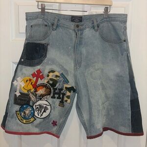 Custom Patchwork Design; Denim Jean Shorts